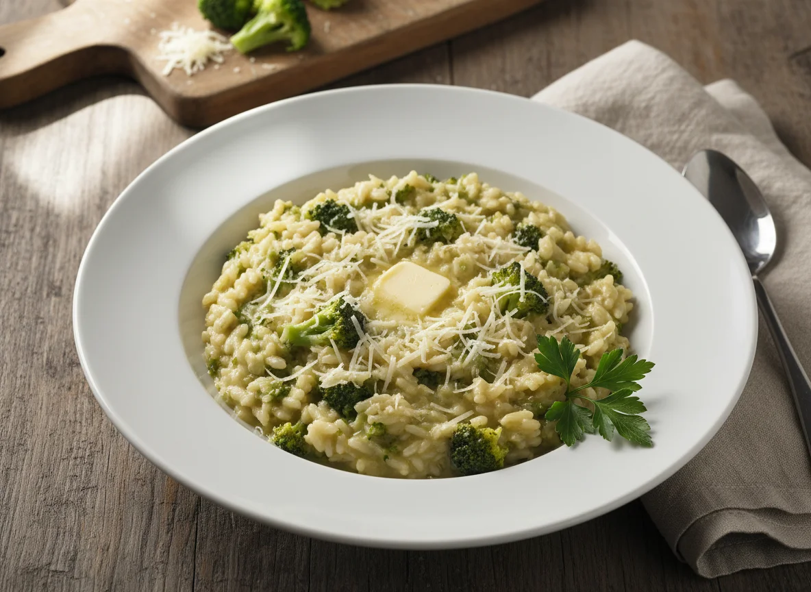 Risoto de brócolis com queijo photo