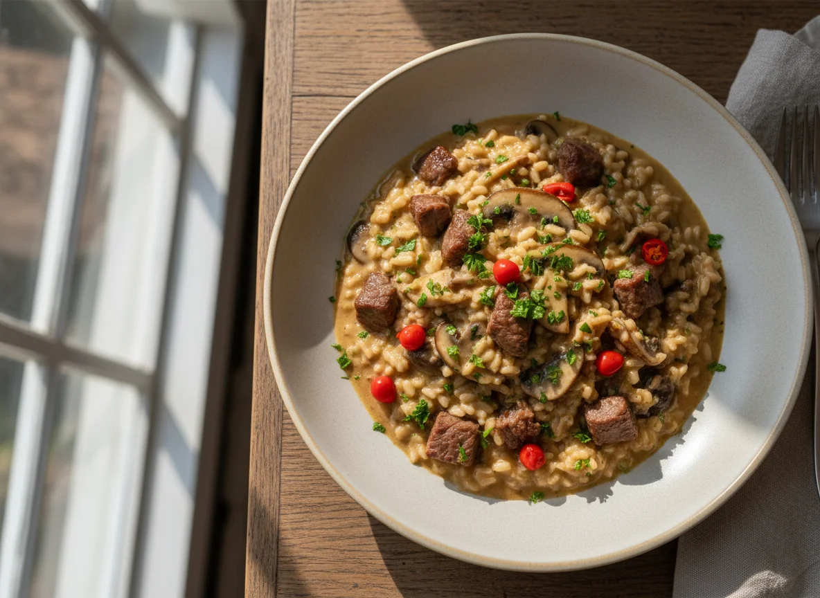 Risoto de Carne com Cogumelos photo