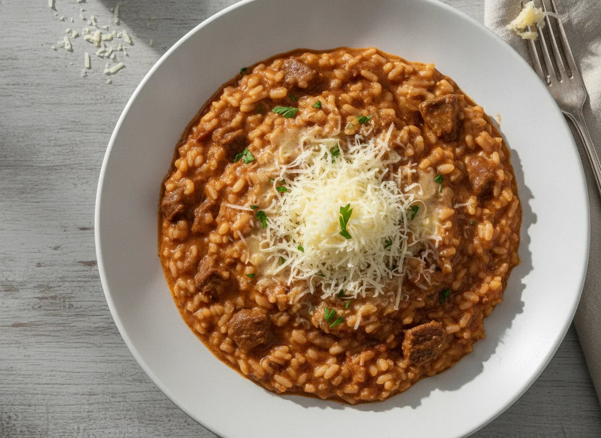 Risoto de Carne com Queijo Ralado photo