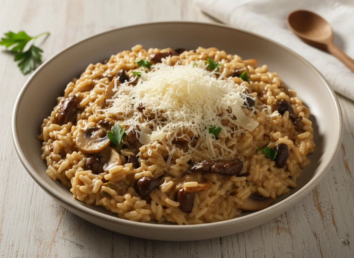 Risoto de Cogumelos com Queijo Ralado photo