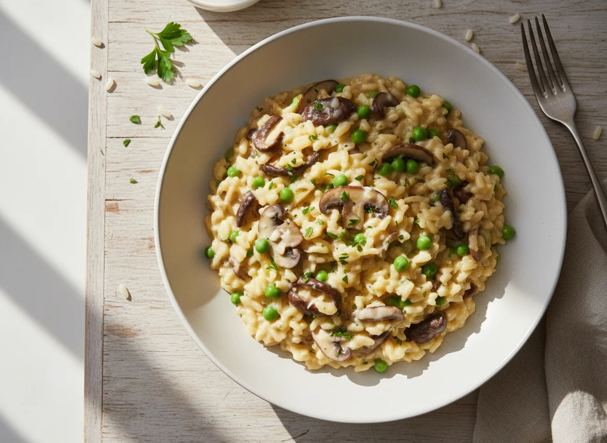 Risoto de Cogumelos e Ervilhas photo