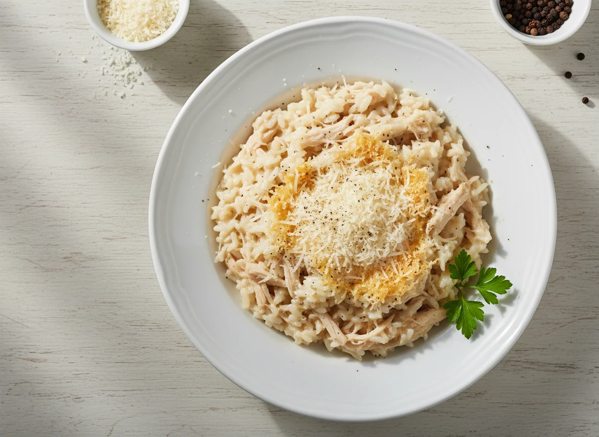 Risoto de frango com queijo photo