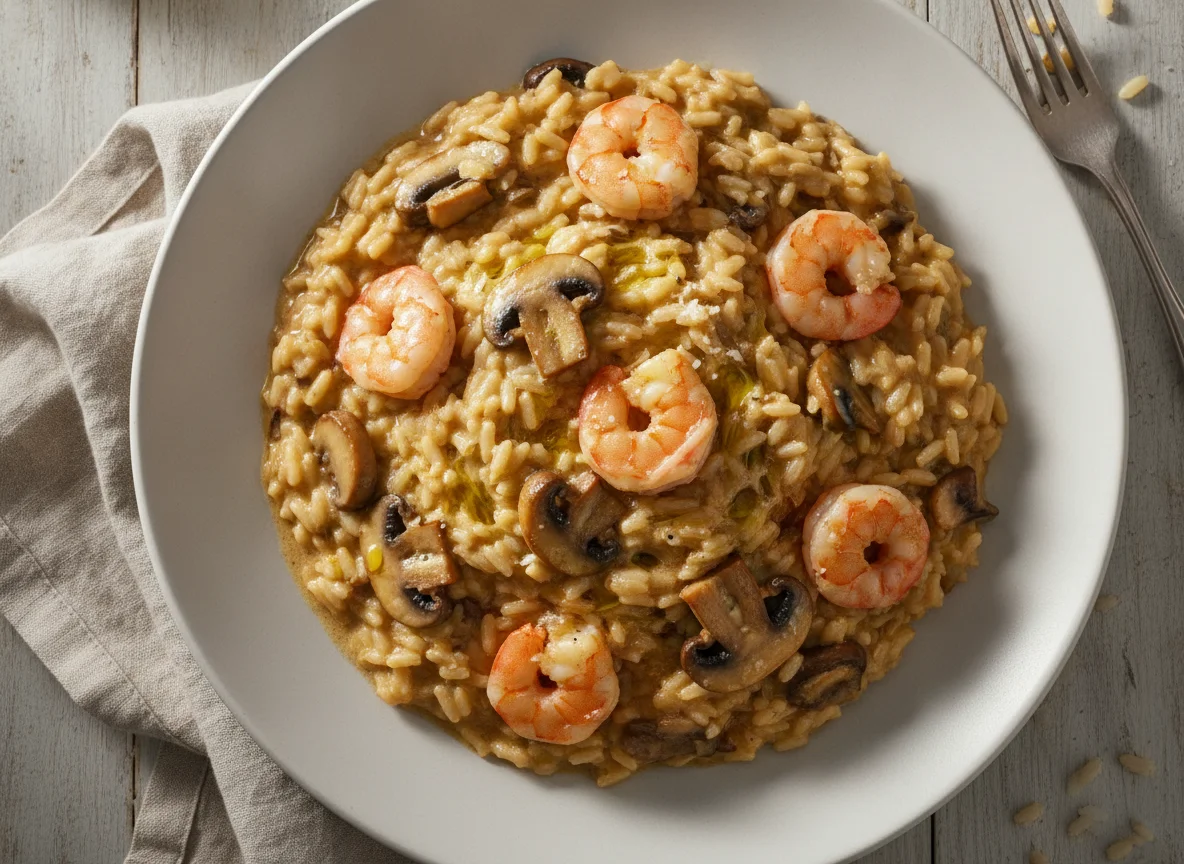 Risotto de Cogumelos e Camarão photo