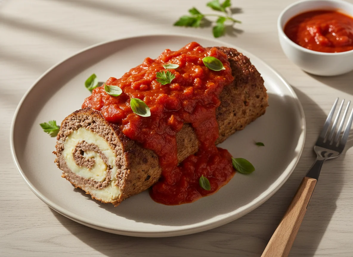Rocambole de Carne Moída com Molho de Tomate photo
