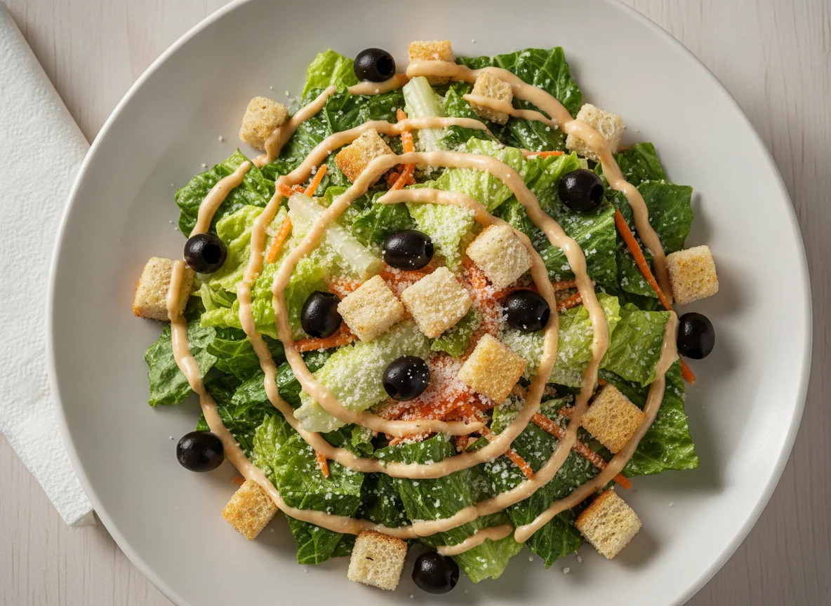 Salada Caesar com Azeitonas Pretas photo