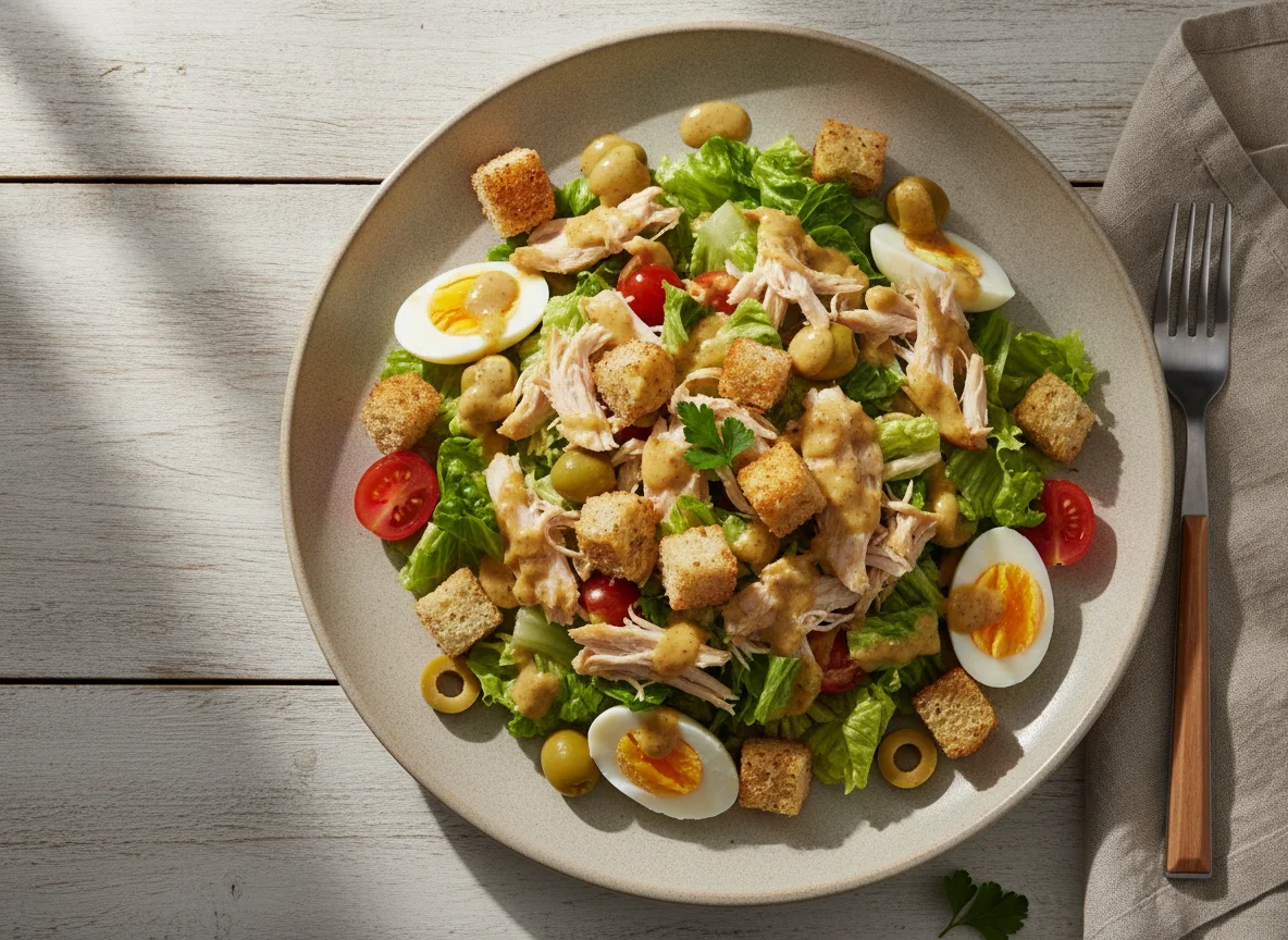 Salada Caesar com Frango e Molho Mostarda e Mel photo