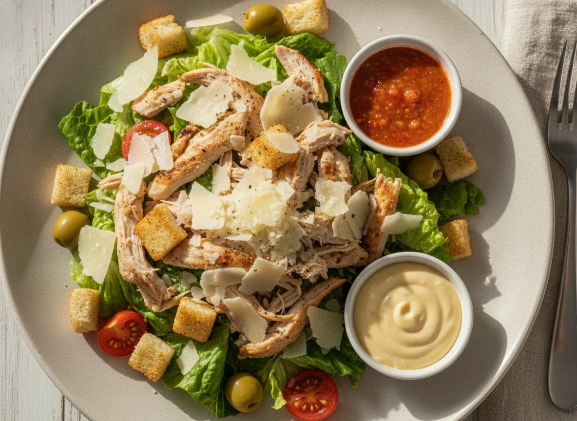 Salada Caesar com Frango e Molhos photo