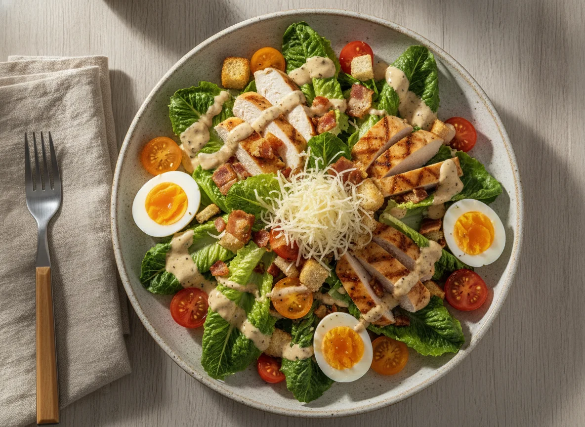 Salada Caesar com Frango e Ovo photo