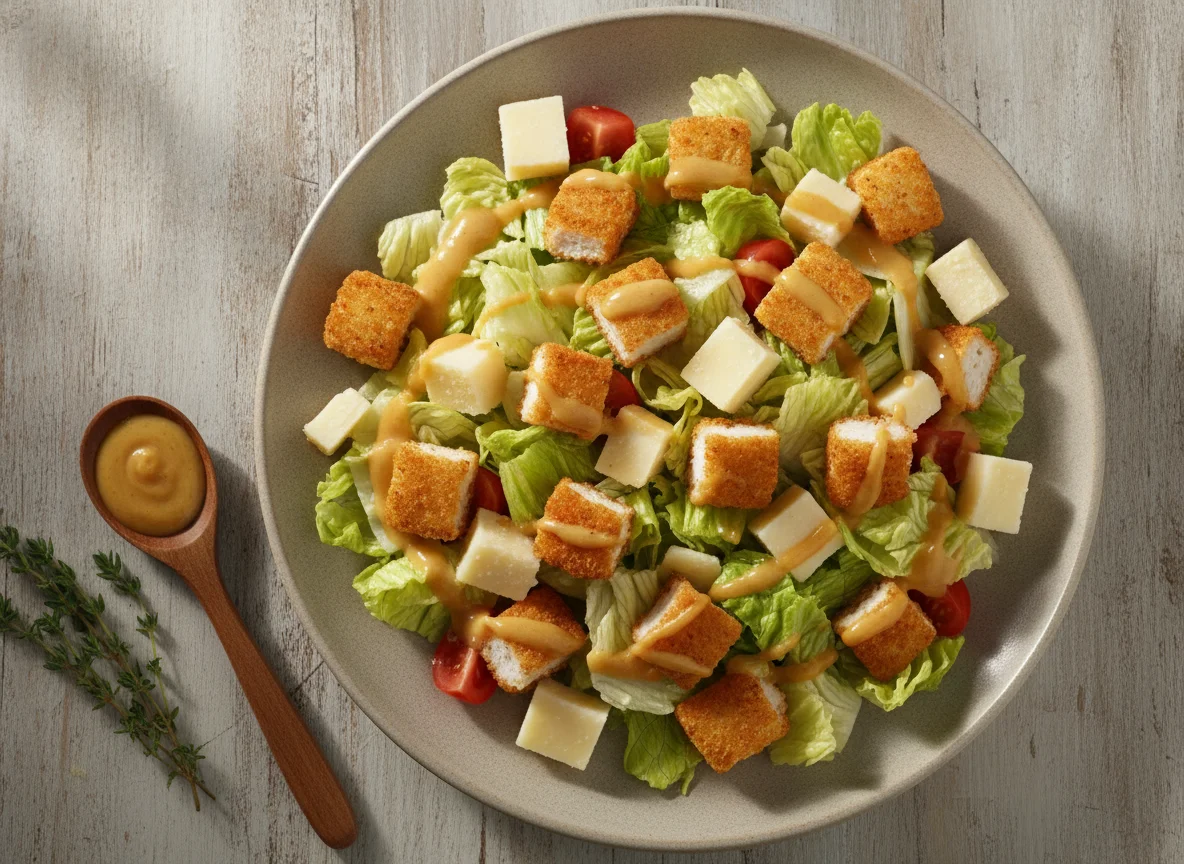 Salada Caesar com Frango Empanado e Molho de Mostarda e Mel photo