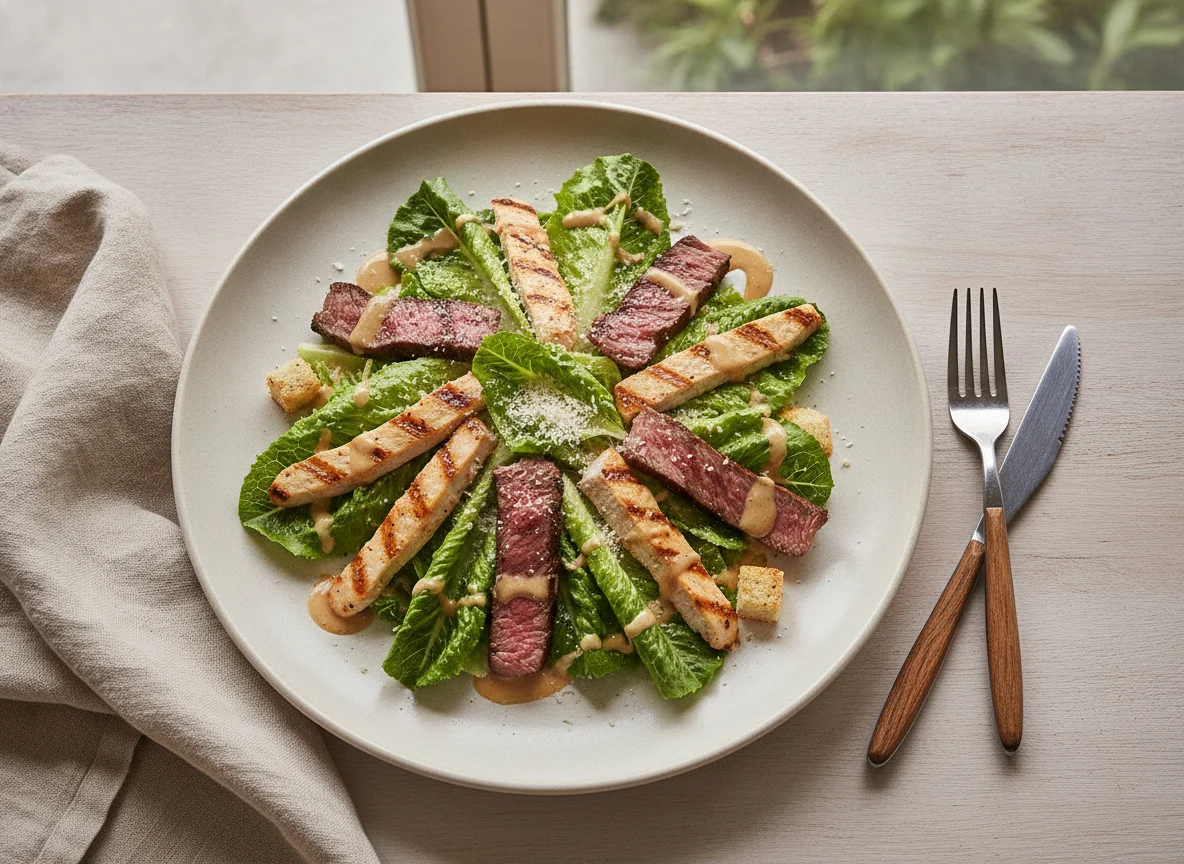 Salada Caesar com Frango Grelhado e Carne Bovina photo