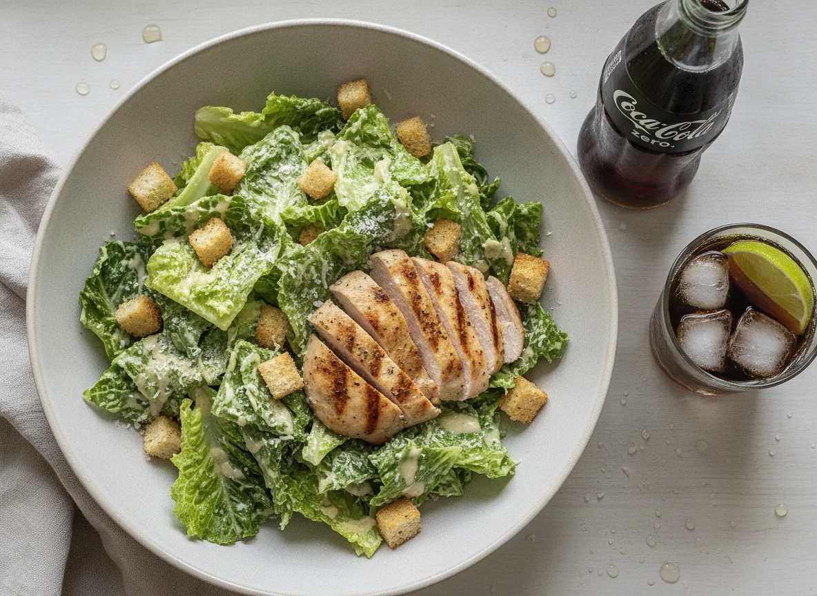 Salada Caesar com Frango Grelhado e Coca-Cola Zero photo