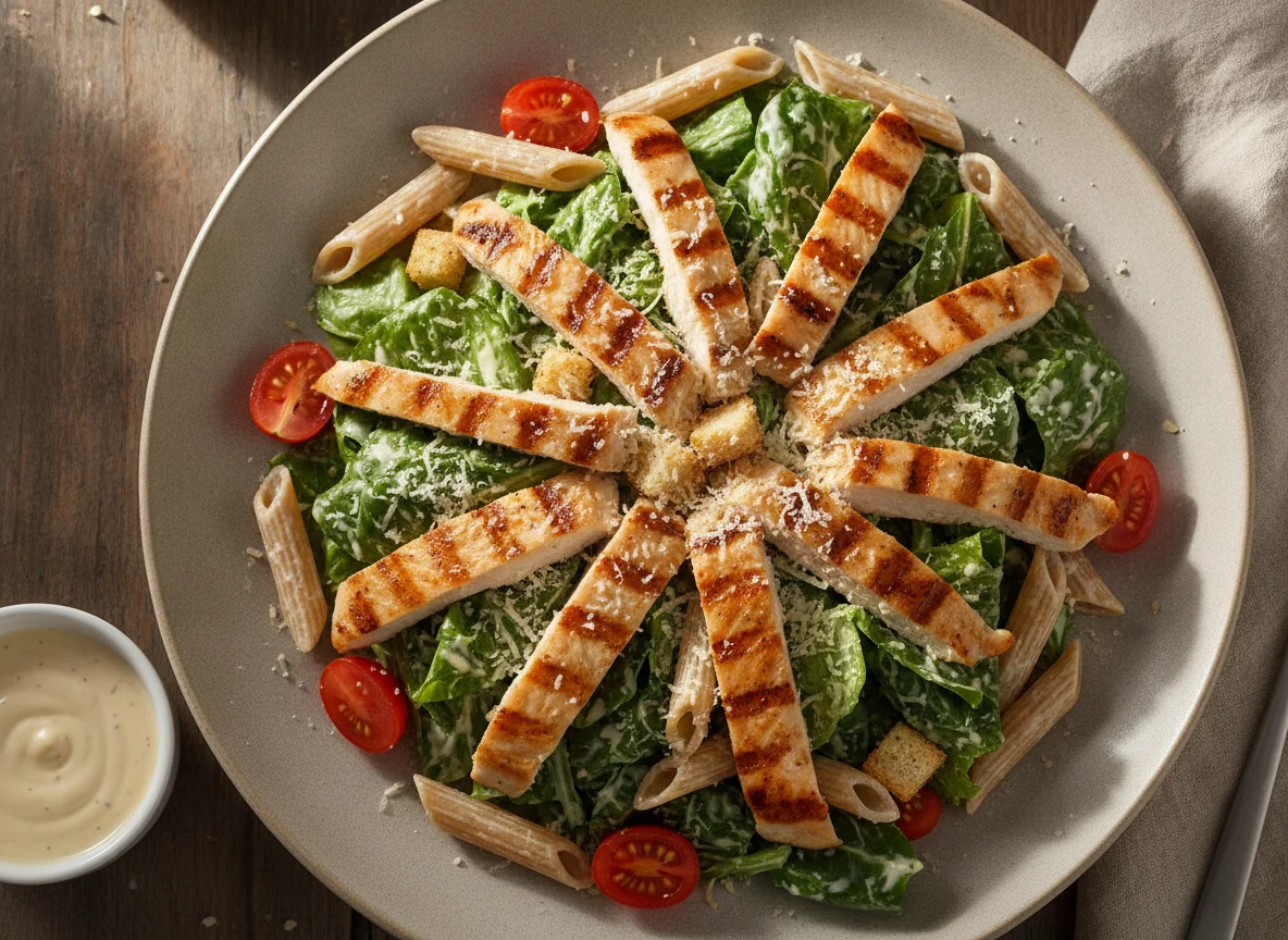 Salada Caesar com Frango Grelhado e Macarrão Penne photo