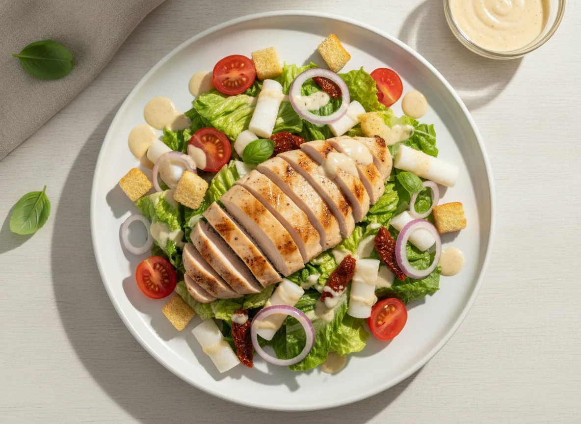 Salada Caesar com Frango Grelhado e Tomate Cereja photo