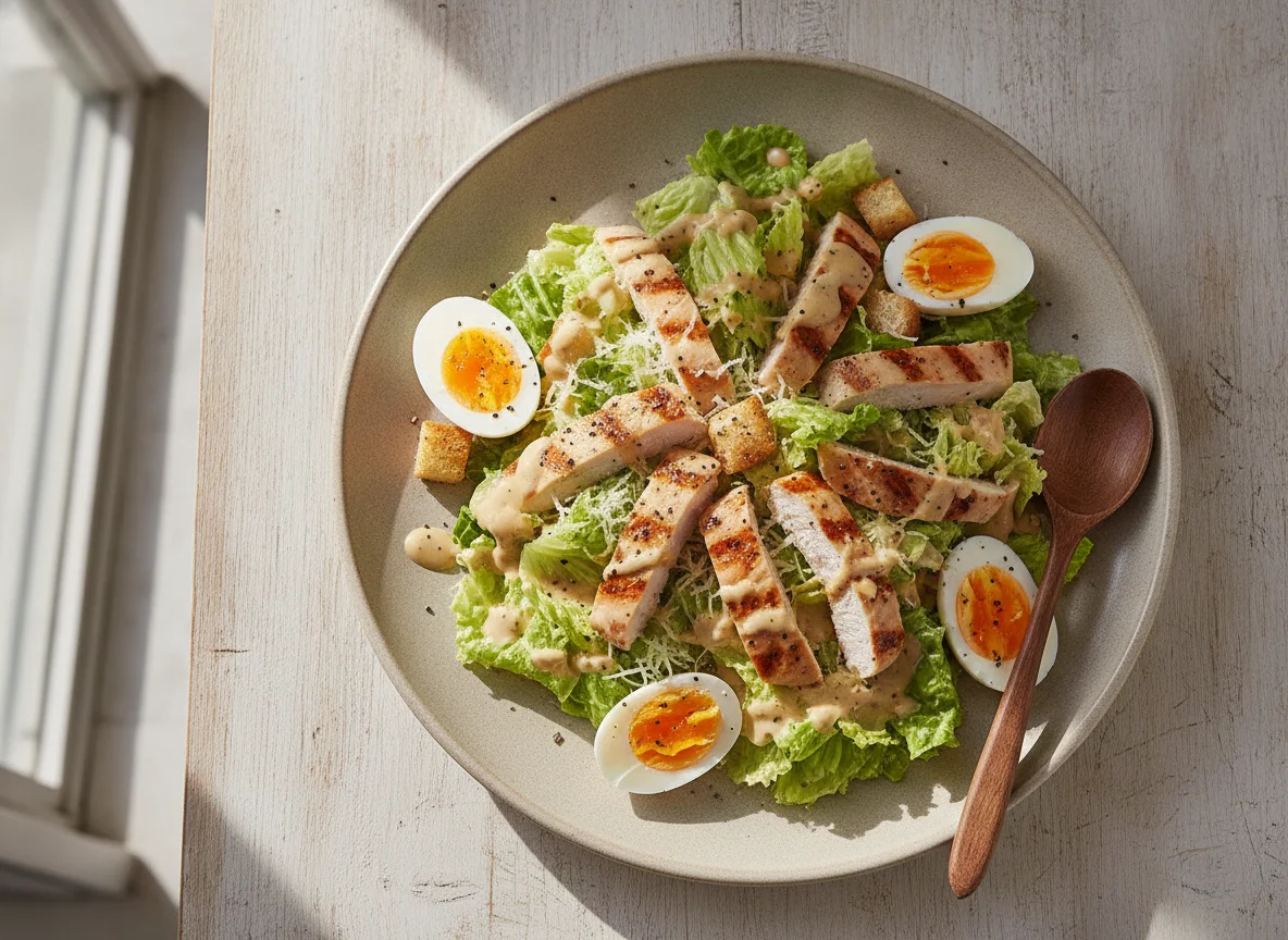 Salada Caesar com Ovo Cozido e Frango photo