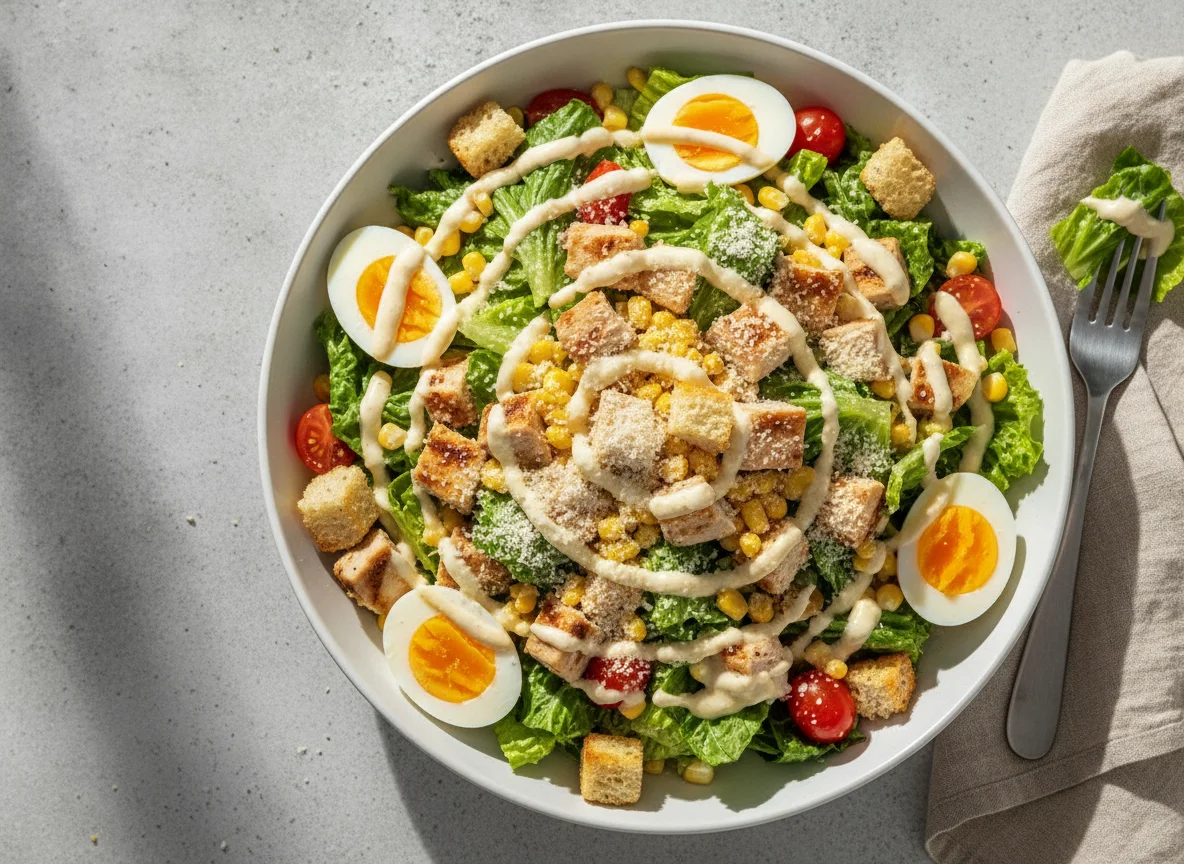 Salada Caesar com Ovo e Milho photo
