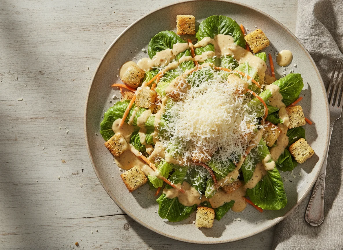 Salada Caesar com Queijo e Molho photo