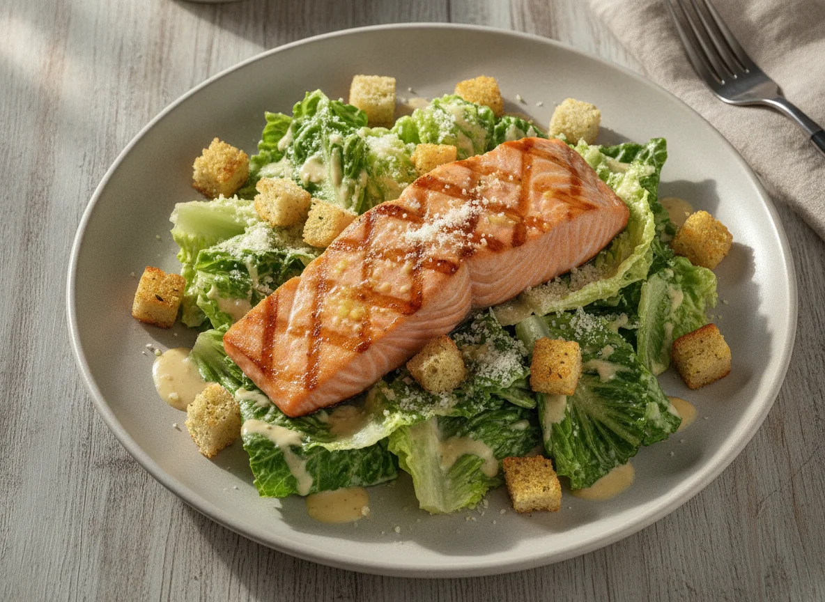 Salada Caesar com Salmão Grelhado photo