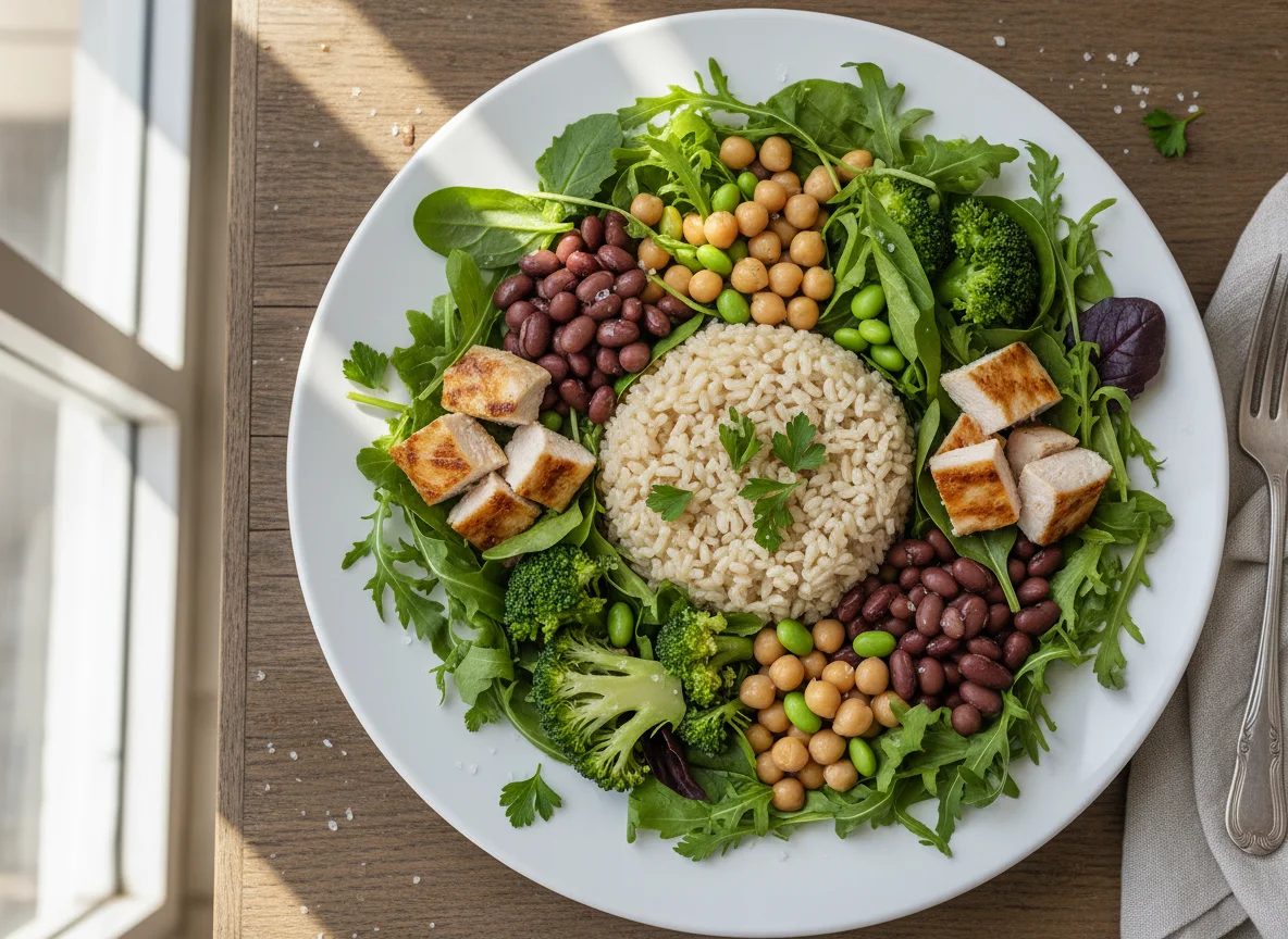 Salada com Arroz Integral e Frango photo