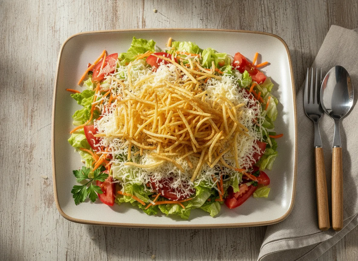 Salada com Batata Palha e Queijo photo