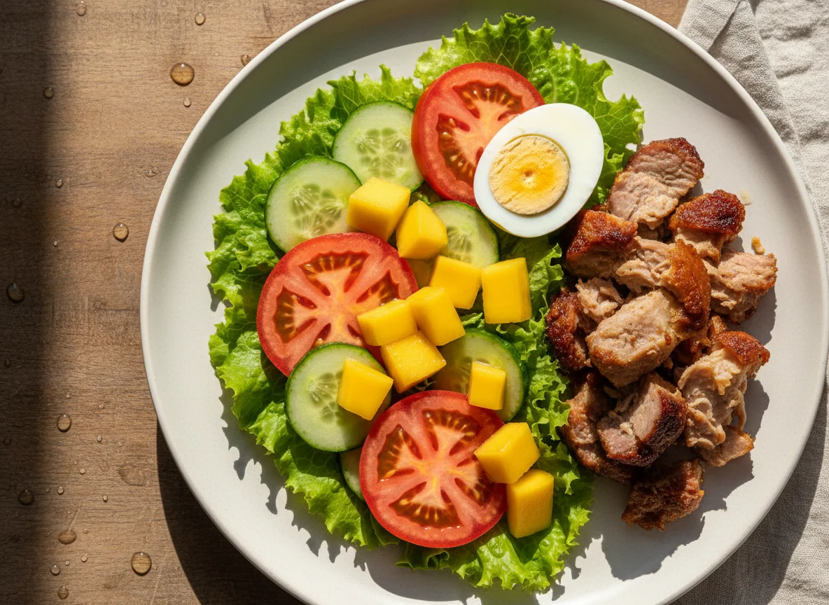 Salada com carne de porco photo