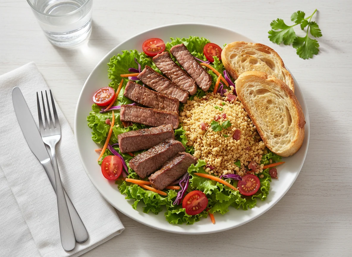 Salada com carne e farofa photo