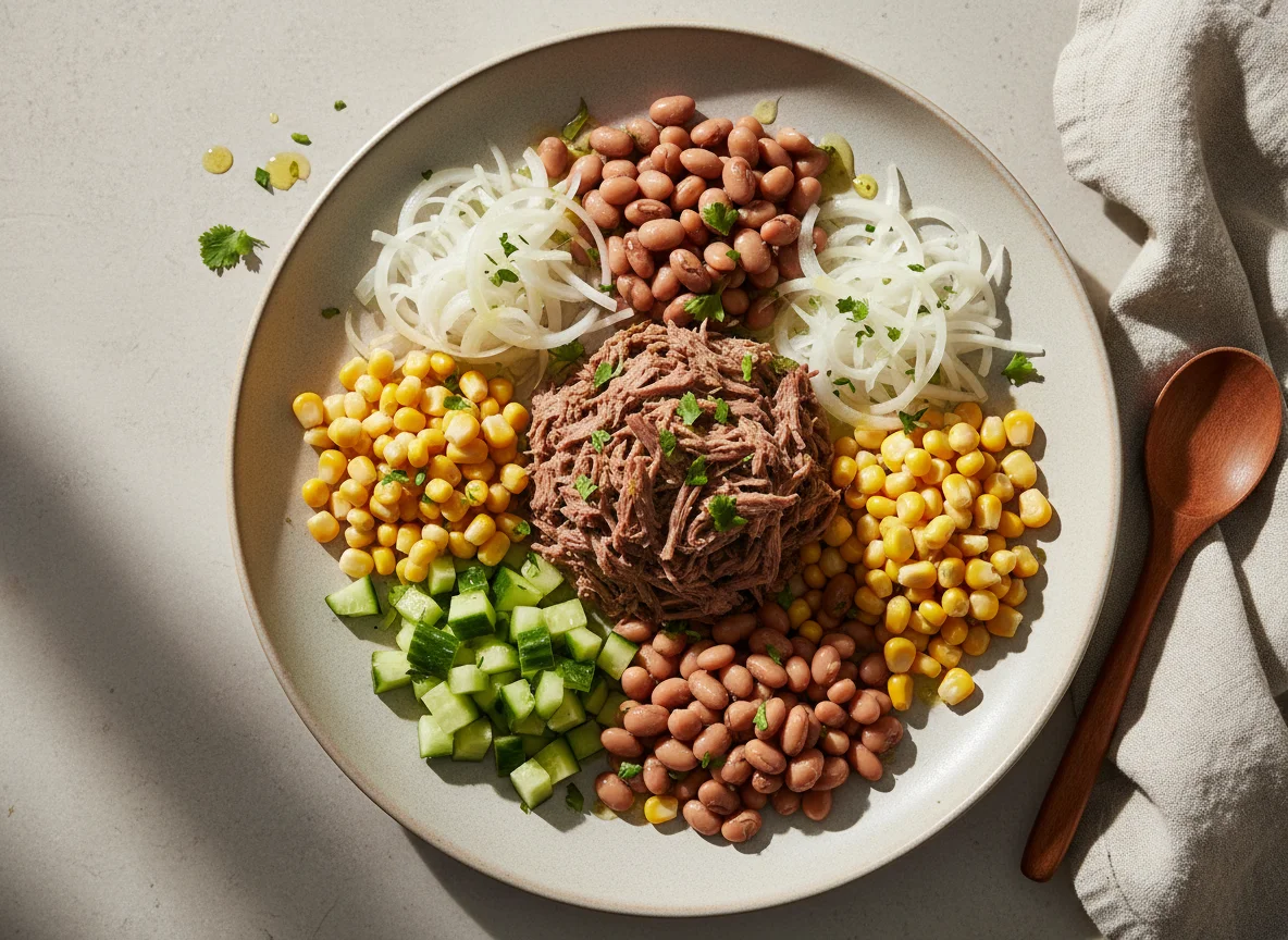 Salada com carne e feijão photo