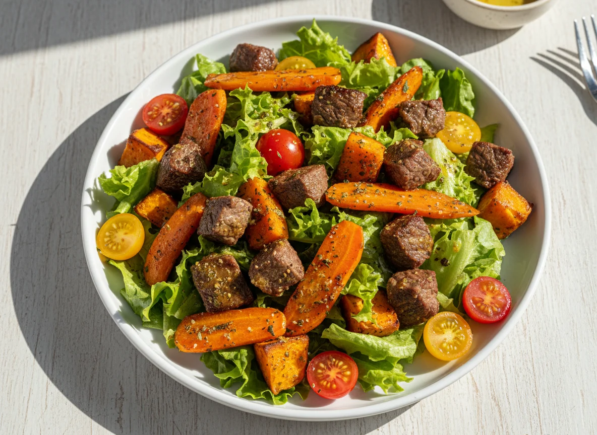 Salada com Carne e Legumes Assados photo