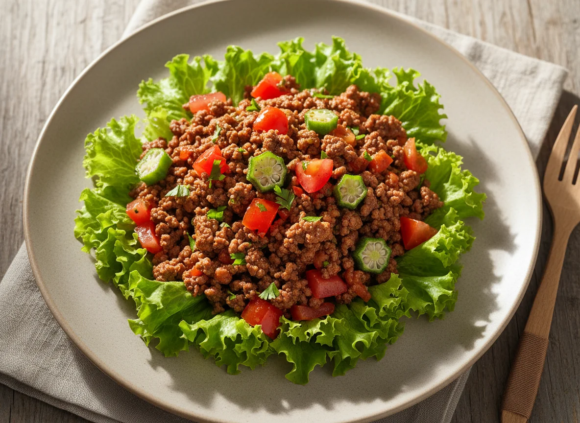 Salada com carne moída photo