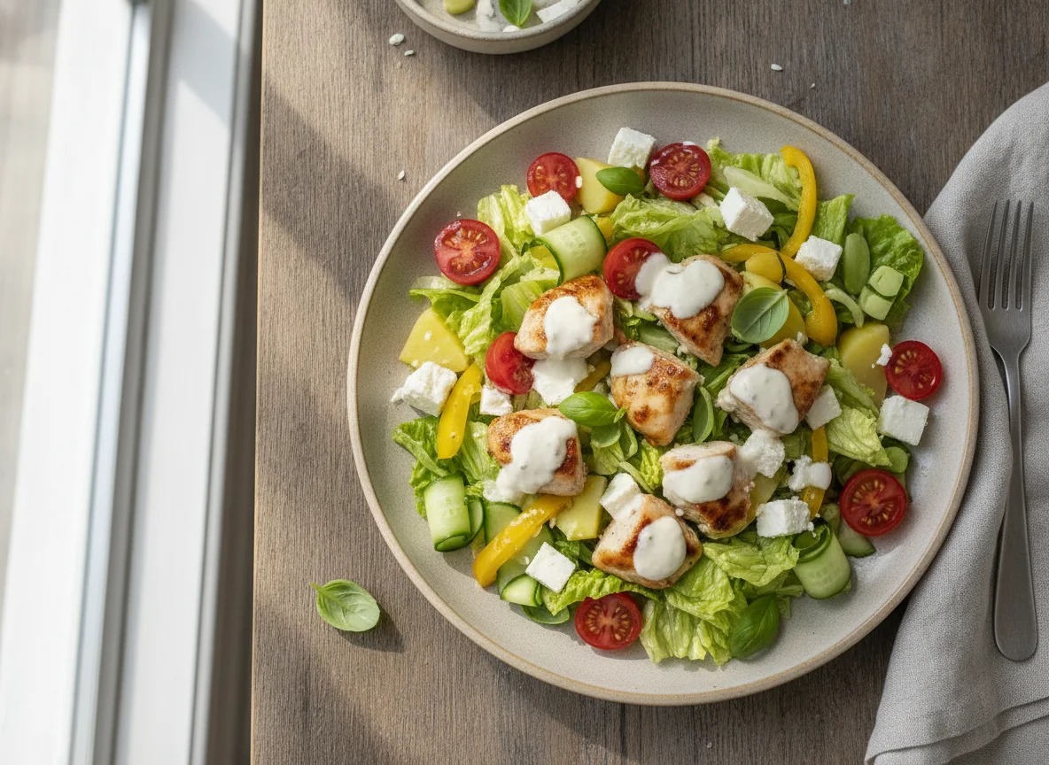 Salada com Frango ao Molho Branco e Legumes photo