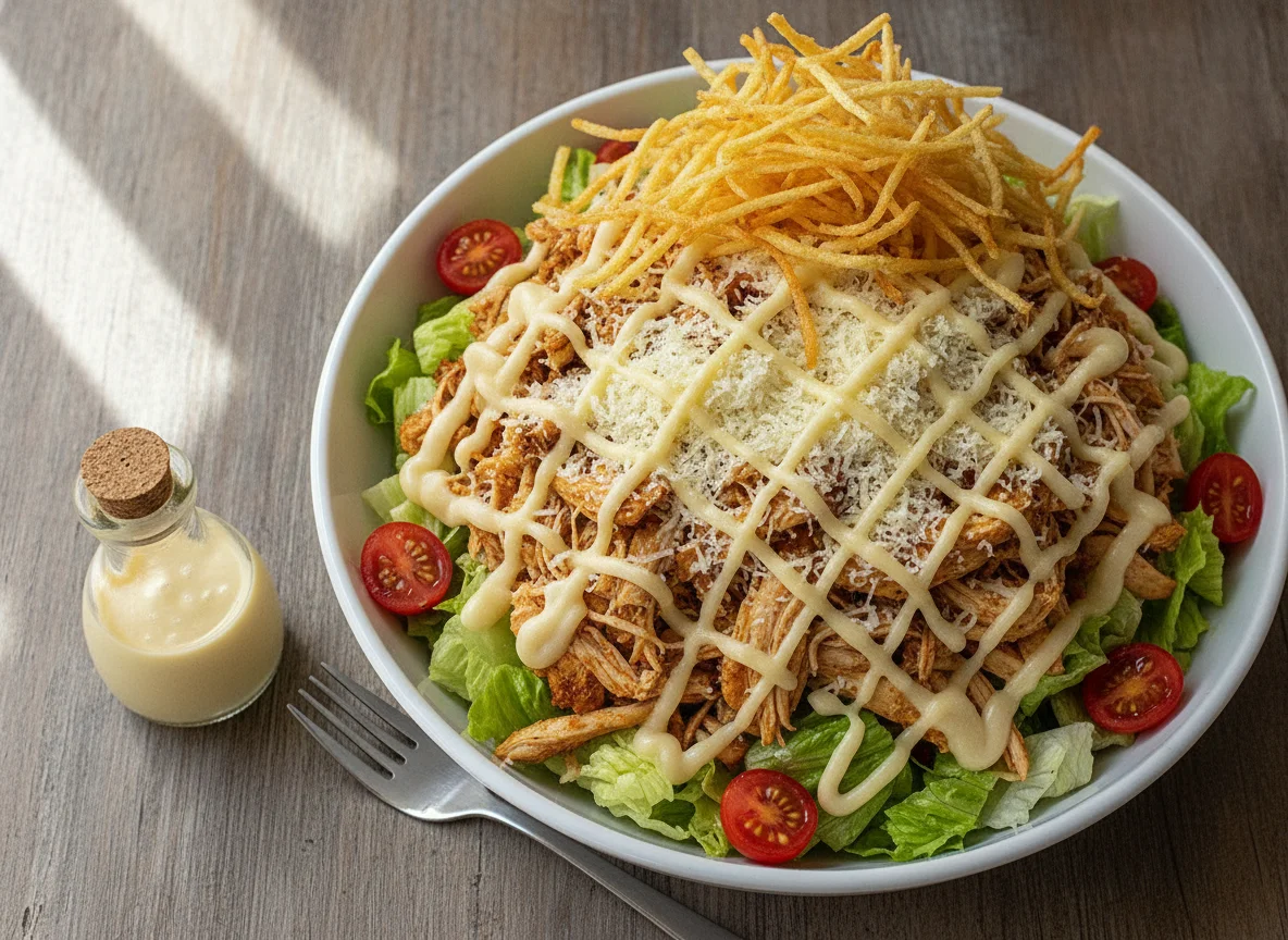 Salada com Frango, Batata Palha e Queijo photo