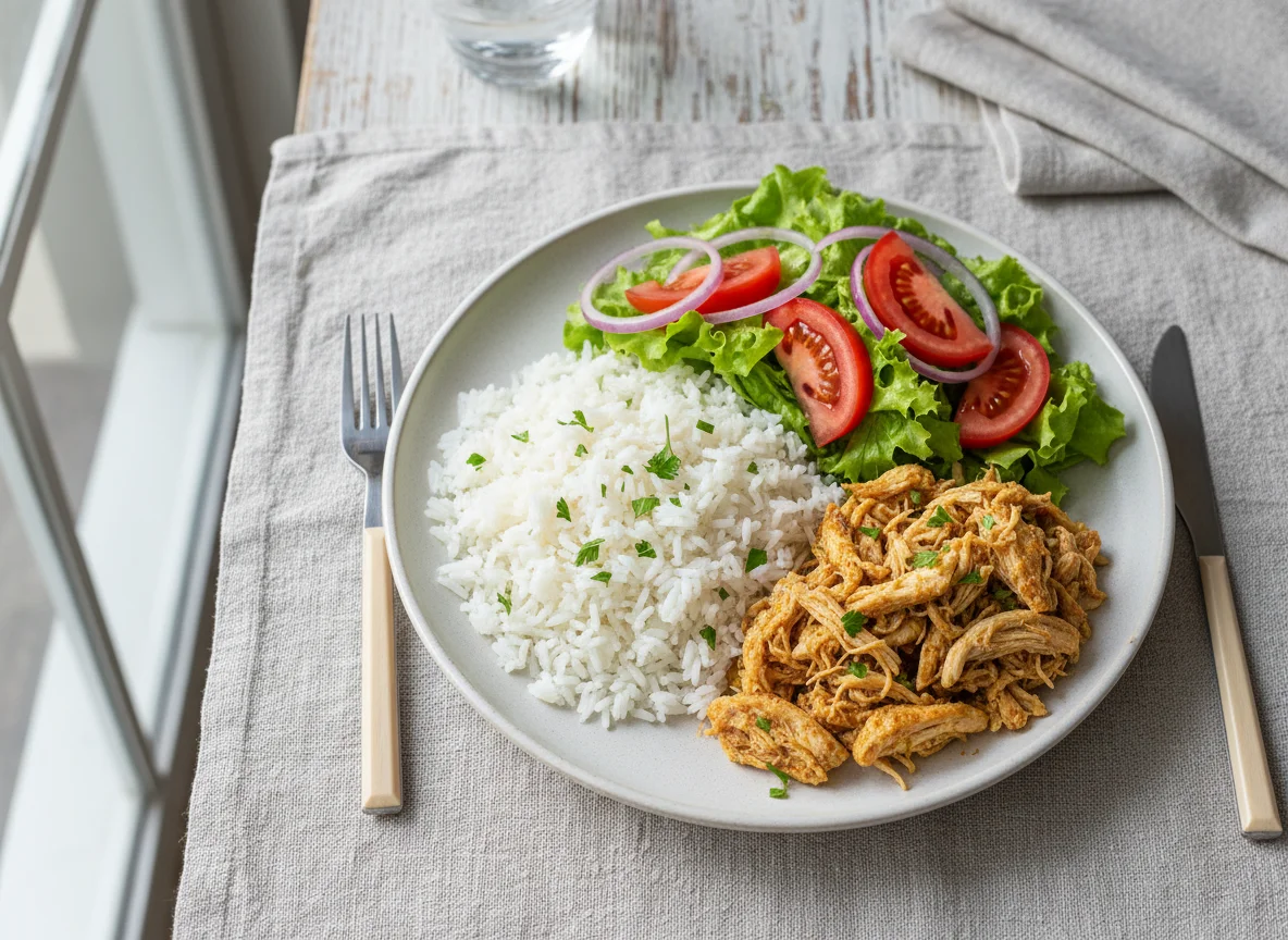 Salada com Frango Desfiado e Arroz photo