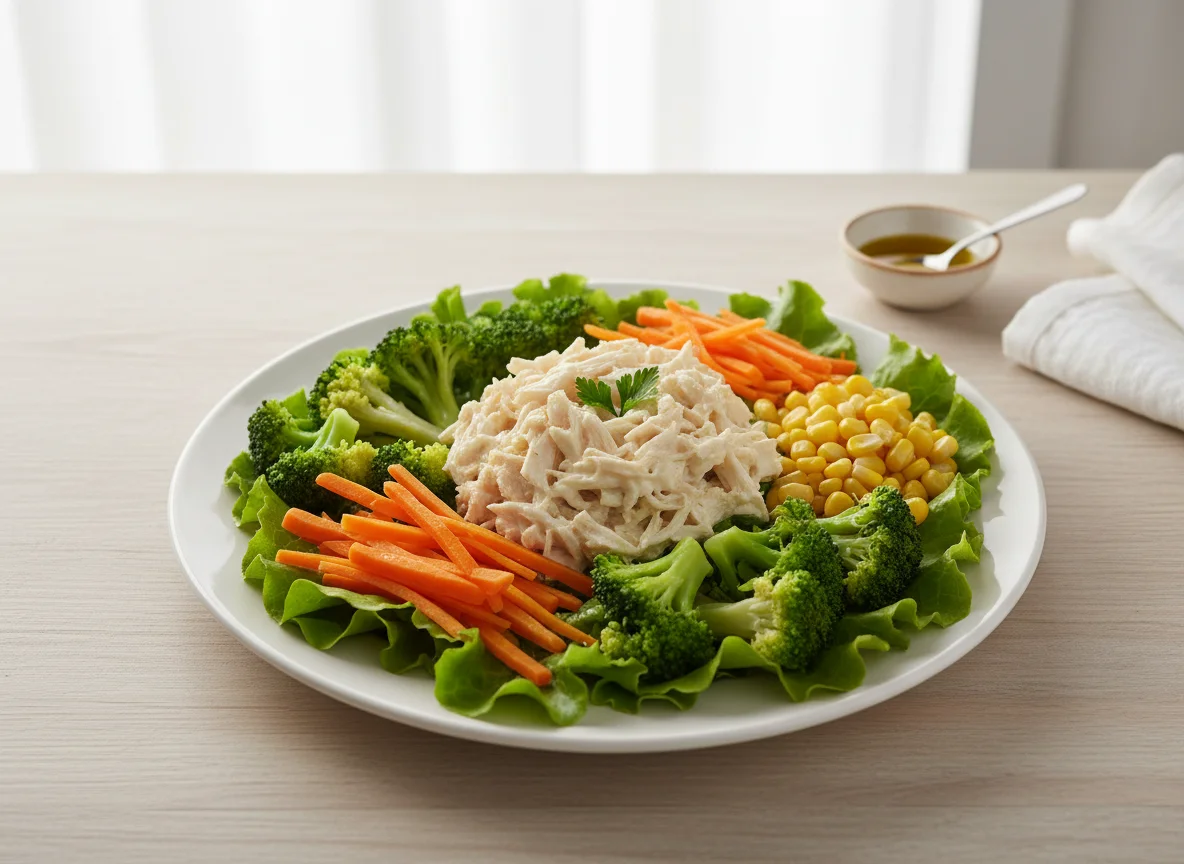 Salada com frango desfiado photo