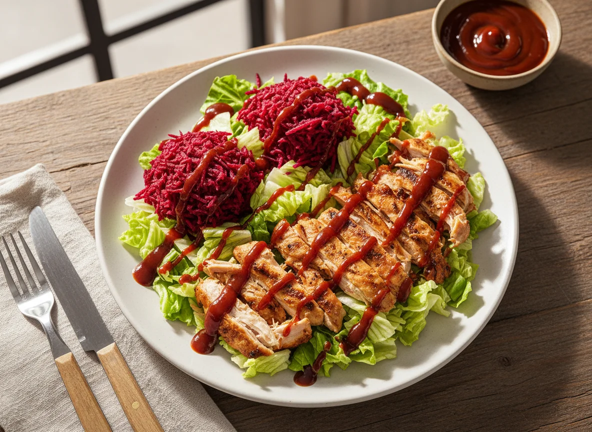 Salada com frango e molho photo