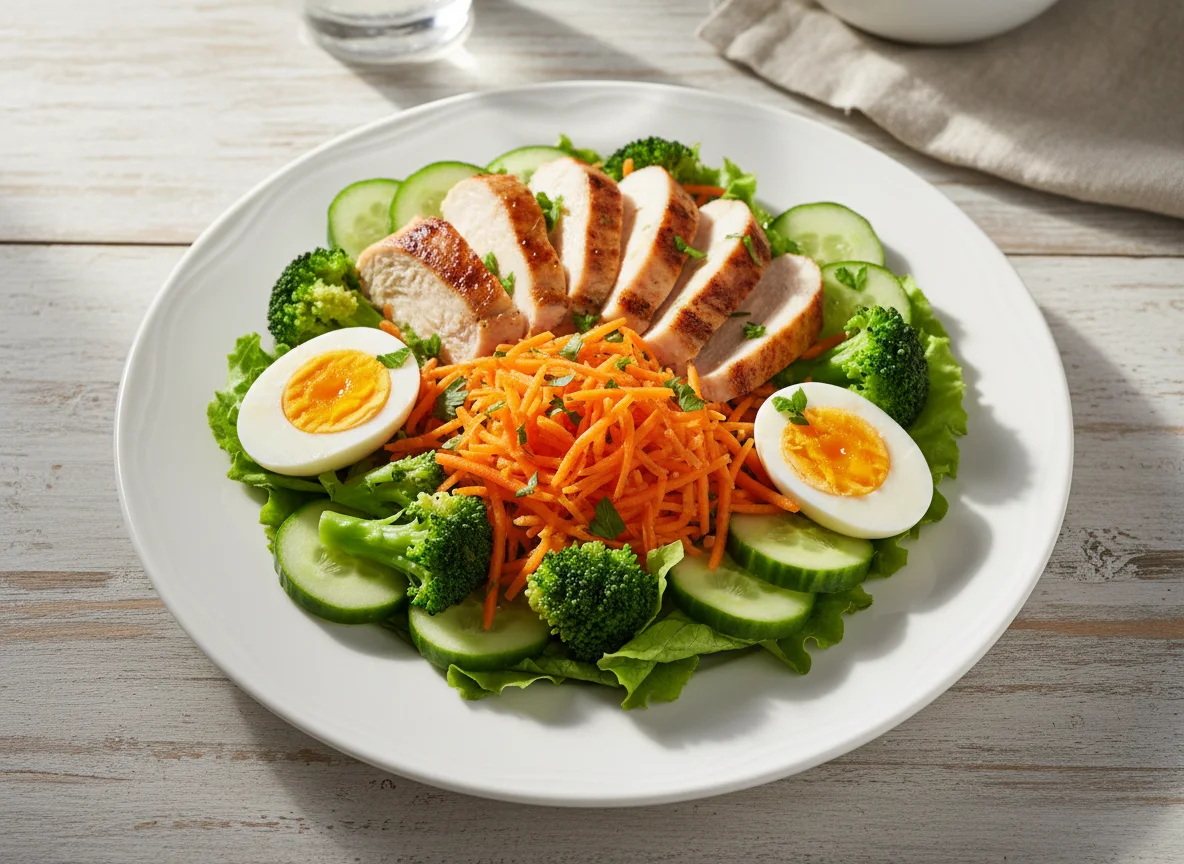 Salada com Frango e Ovo Cozido photo