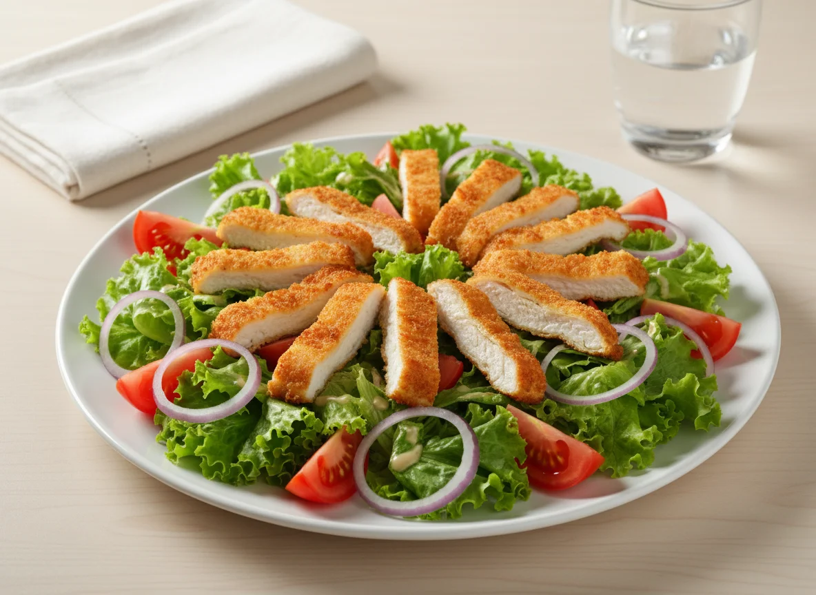 Salada com frango empanado photo