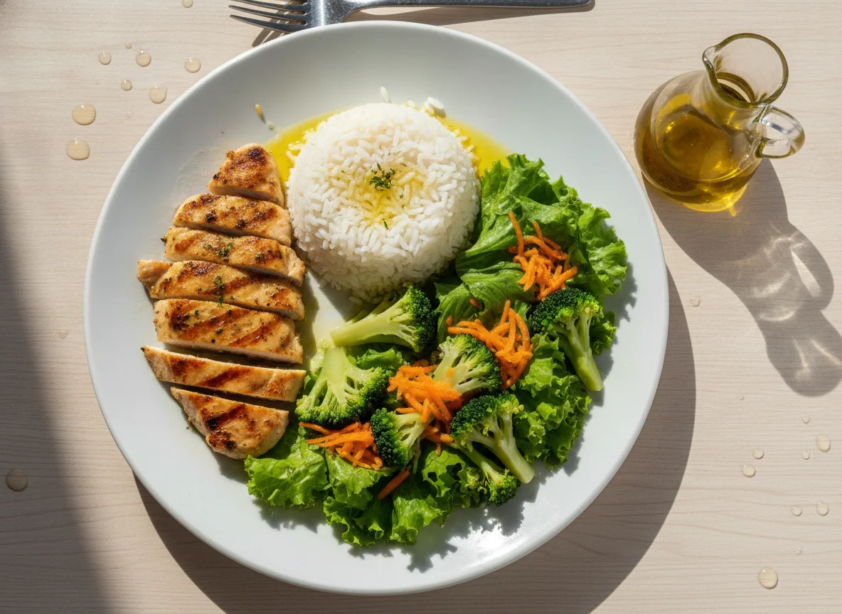 Salada com Frango Grelhado e Arroz photo