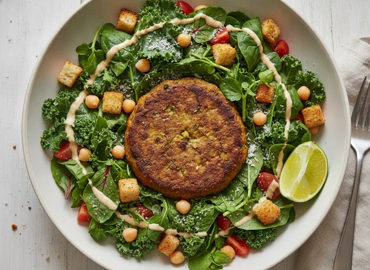 Salada com Hambúrguer Vegetal photo