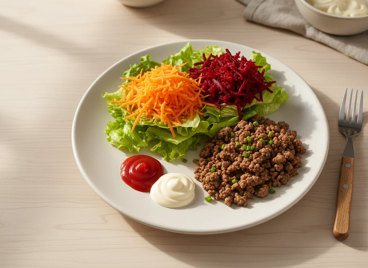 Salada com molhos e carne photo