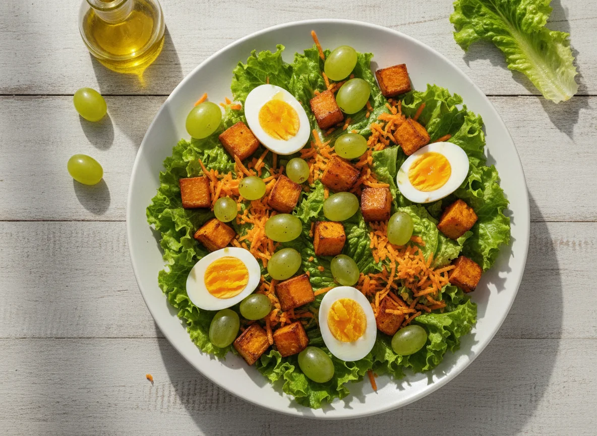 Salada com Ovo, Batata Doce e Uvas photo