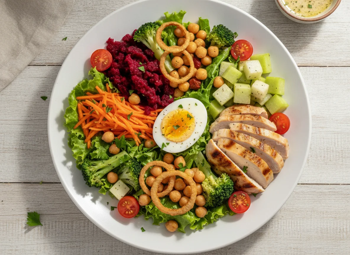 Salada com Ovo Cozido e Frango photo