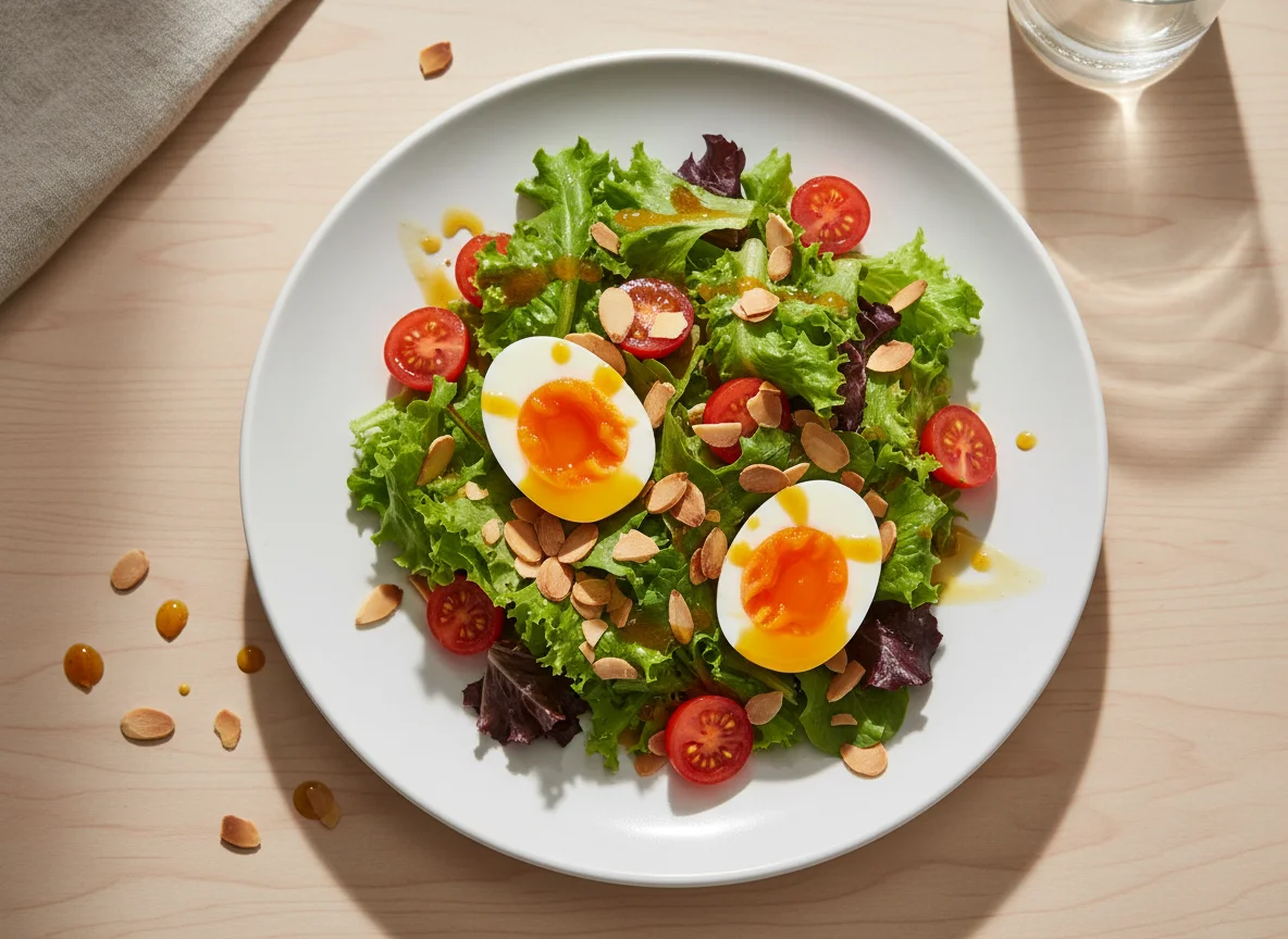 Salada com ovo e molho photo