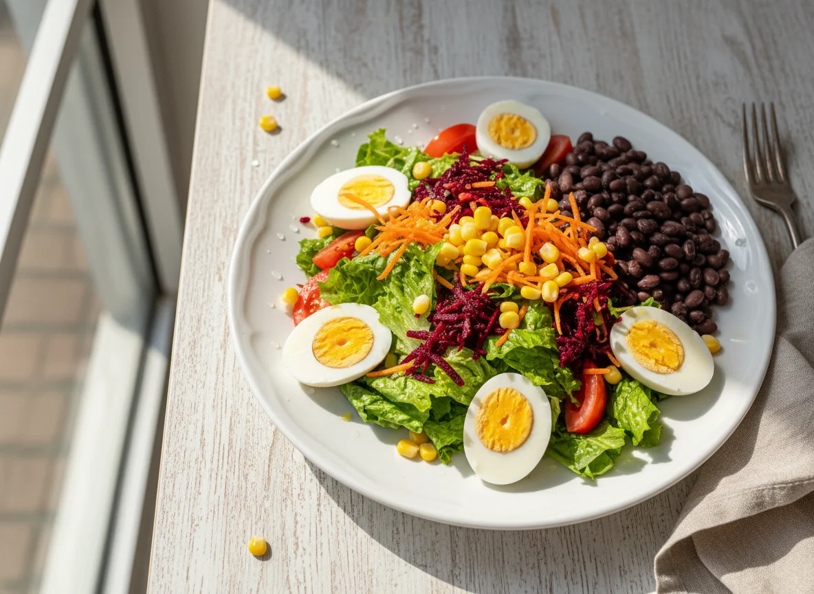 Salada com ovos e feijão photo
