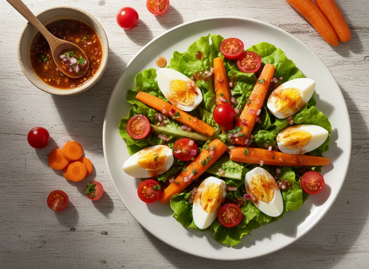 Salada com ovos e legumes photo