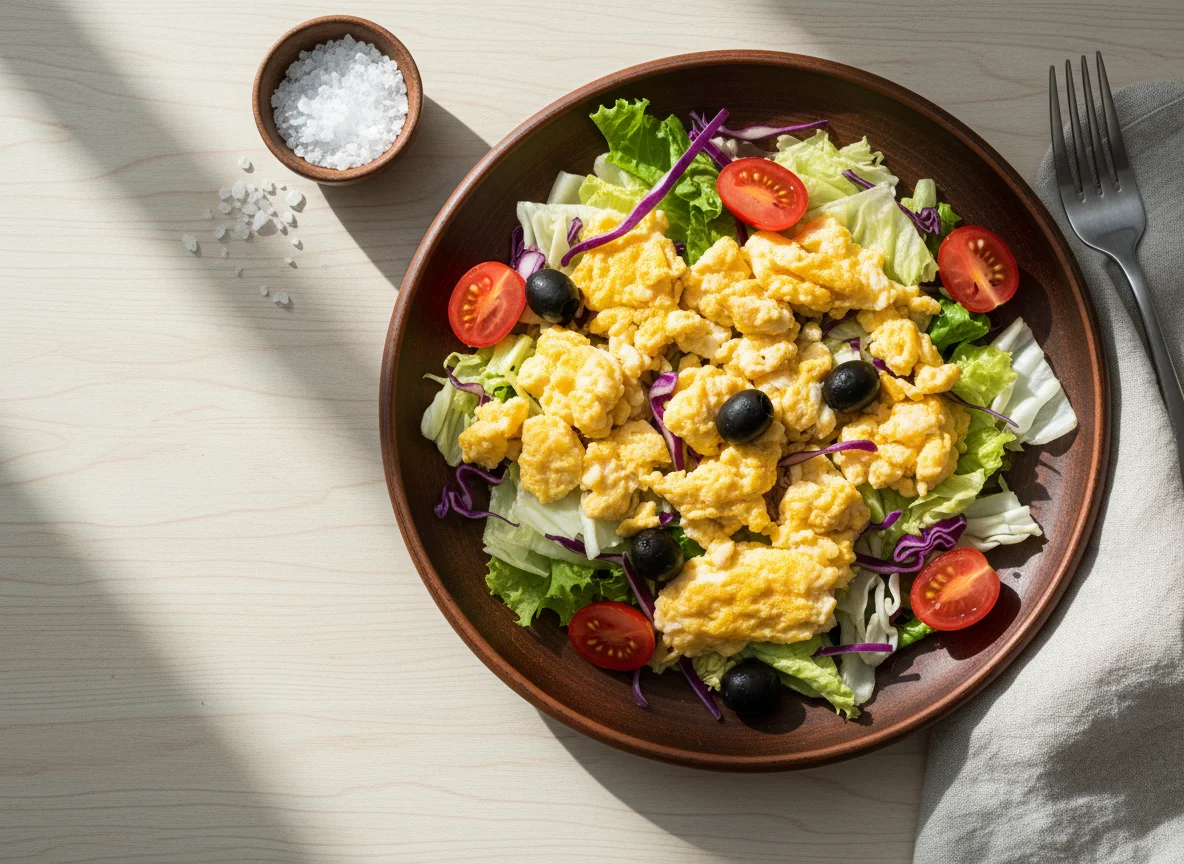 Salada com ovos mexidos photo