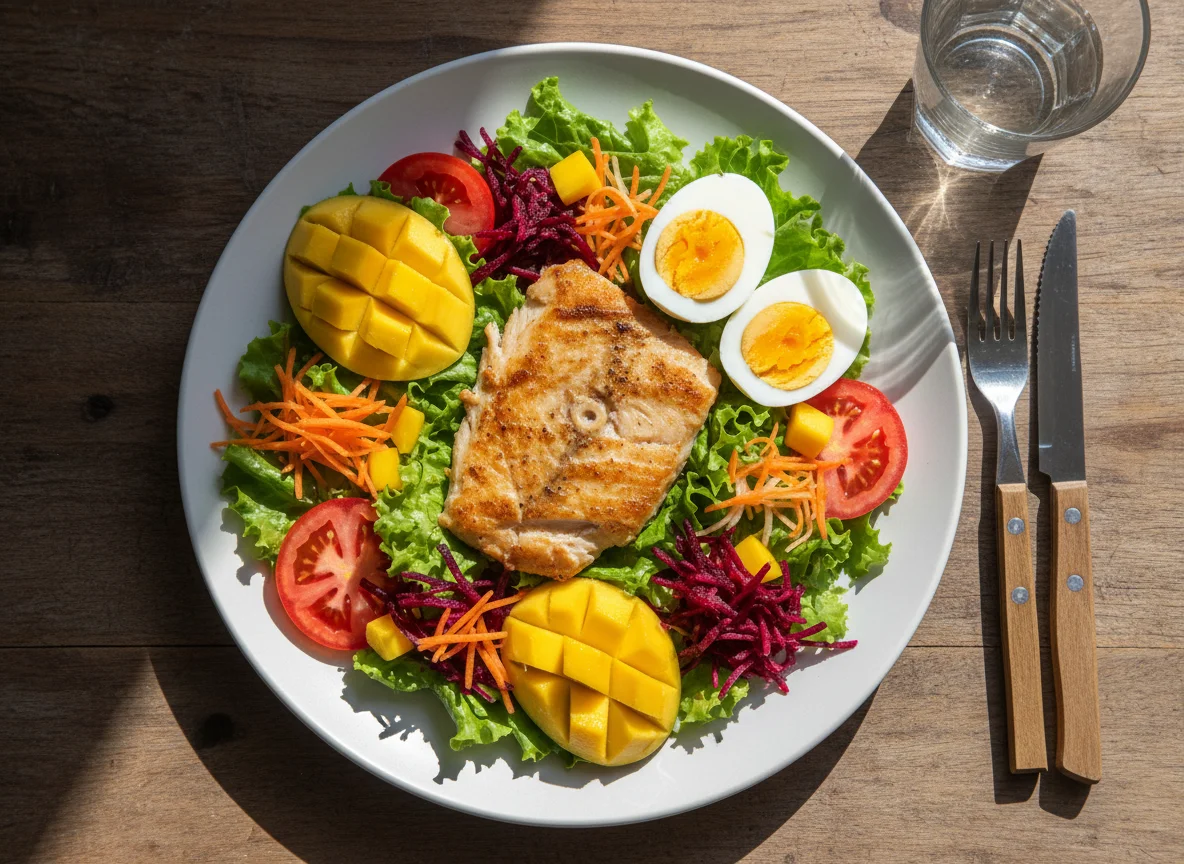 Salada com peixe e ovos photo