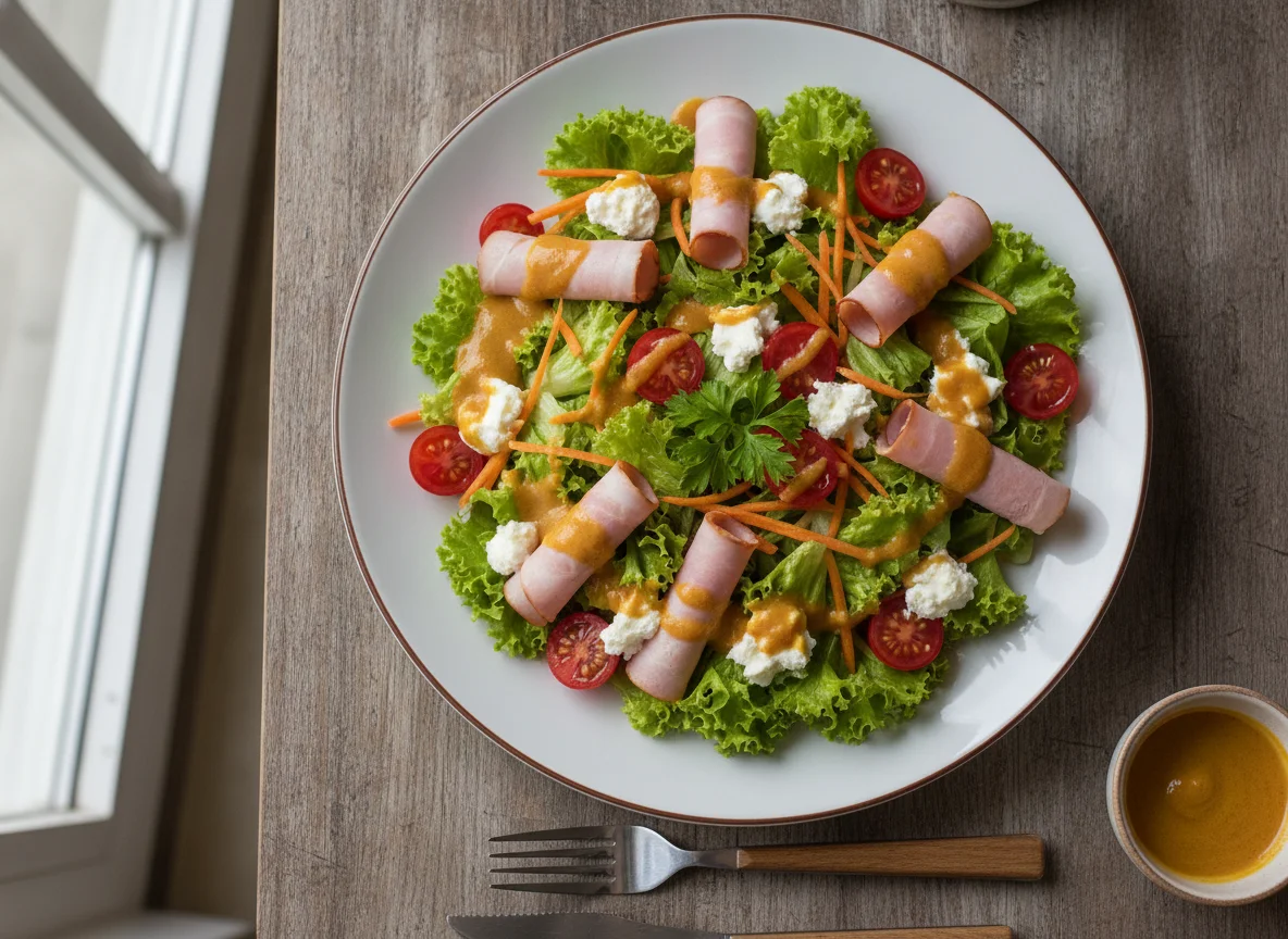 Salada com Presunto e Molho Mostarda e Mel photo