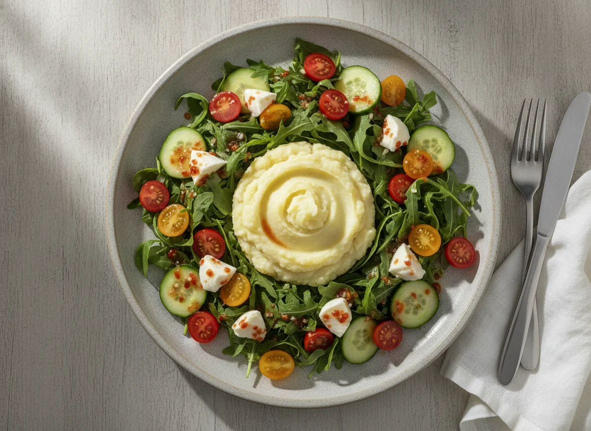 Salada com Purê de Batata photo