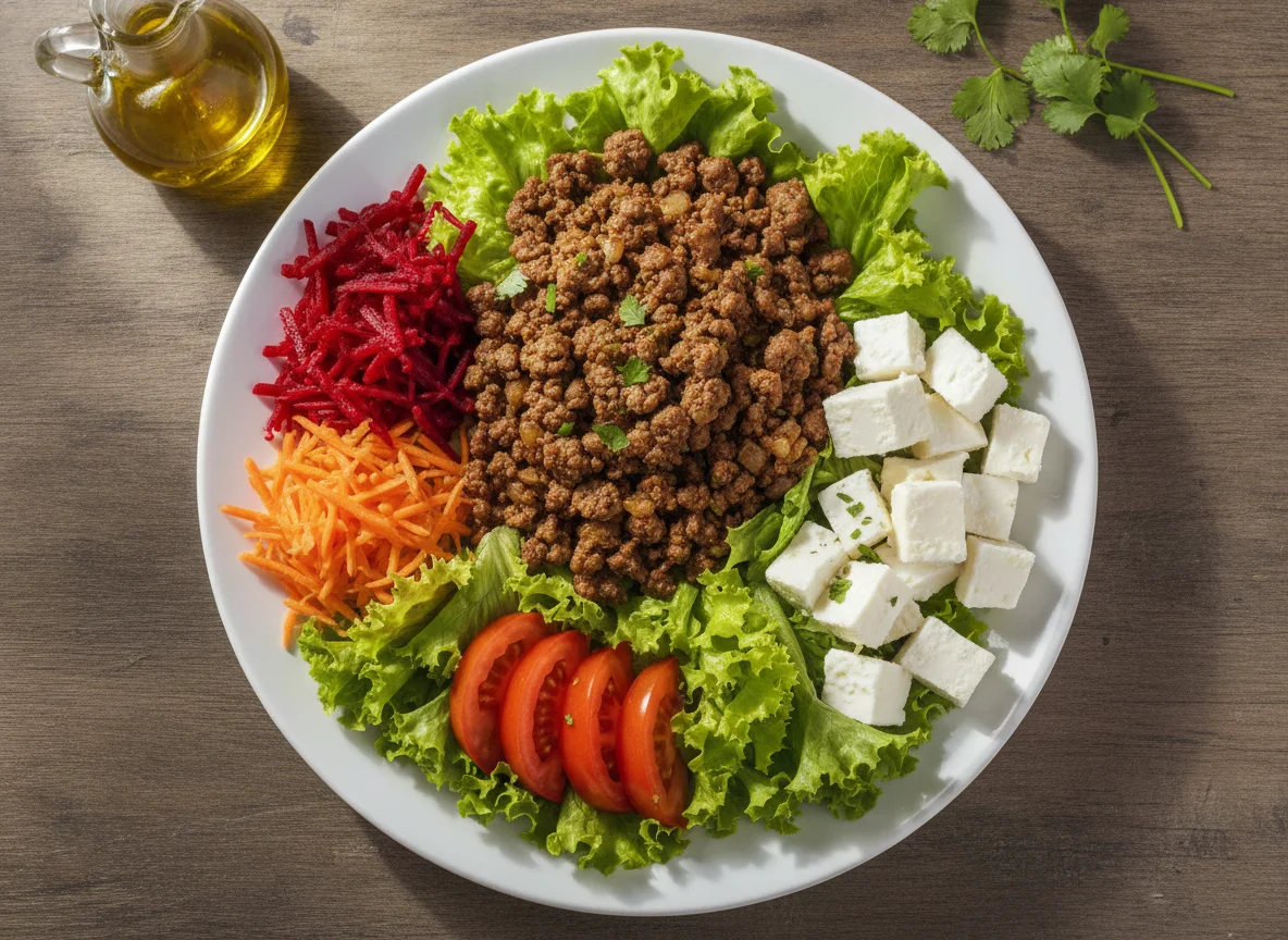 Salada com Queijo Branco e Carne Moída photo