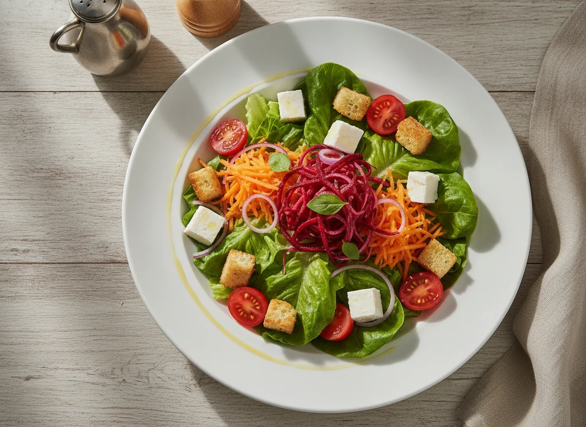 Salada com Queijo Branco e Croutons photo