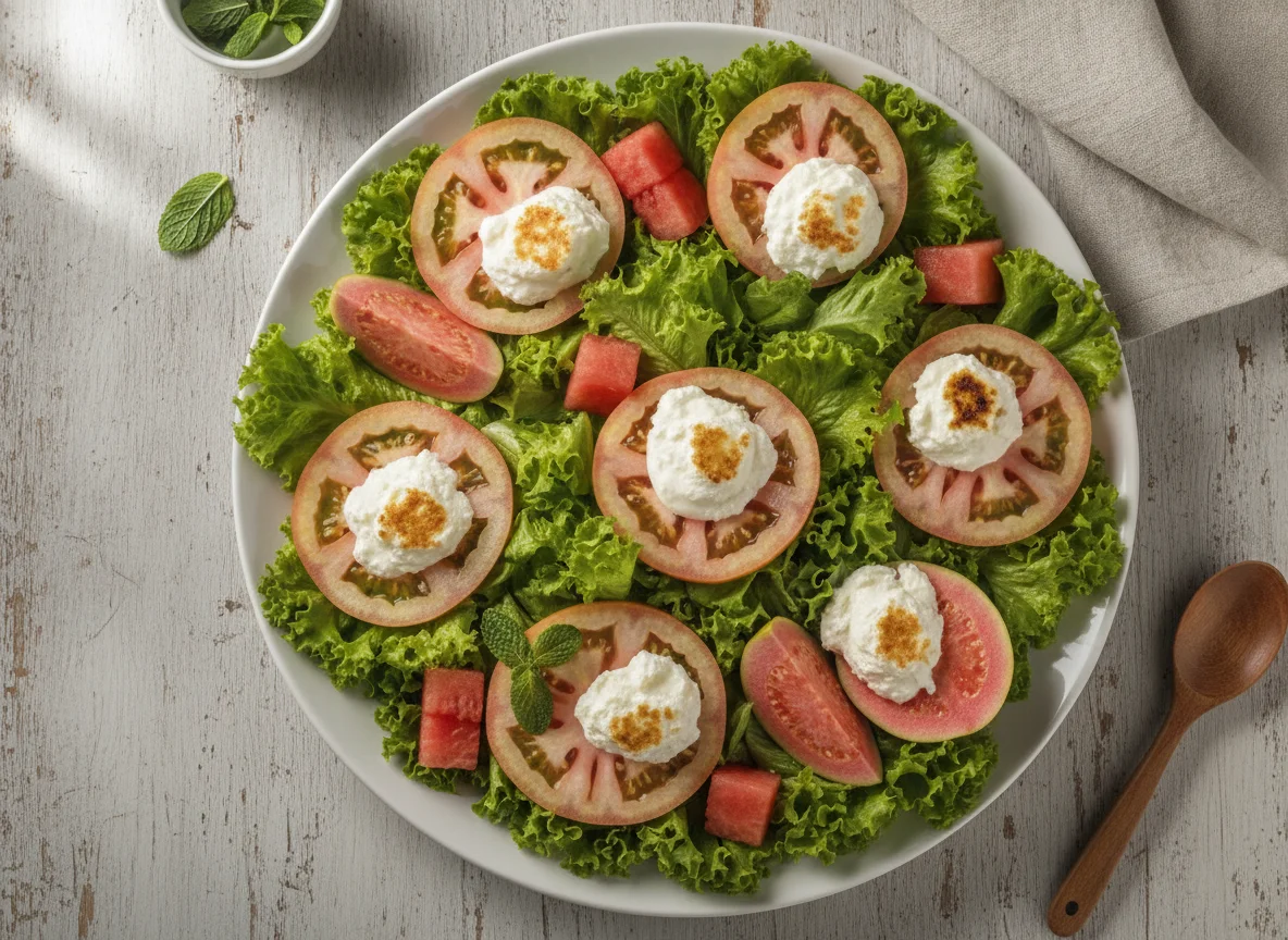 Salada com requeijão light e frutas photo